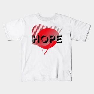 Hope - Red and Gray Graphic Design Kids T-Shirt